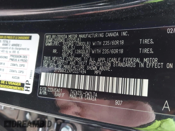 2023 Lexus NX 350 Premium with VIN 2T2GGCEZXPC027494, listed as a IAAI auction lot 42009651 with 4,976 mi miles and . Bid and sale history available at DreamBid. Image 9.