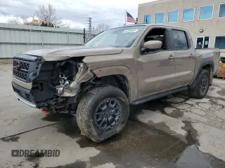 2023 Nissan Frontier Pro-4X with VIN 1N6ED1EK5PN641391, listed as a Copart auction lot 46895485 with 17,465 mi miles and Salvage title. Bid and sale history available at DreamBid. Image 1.
