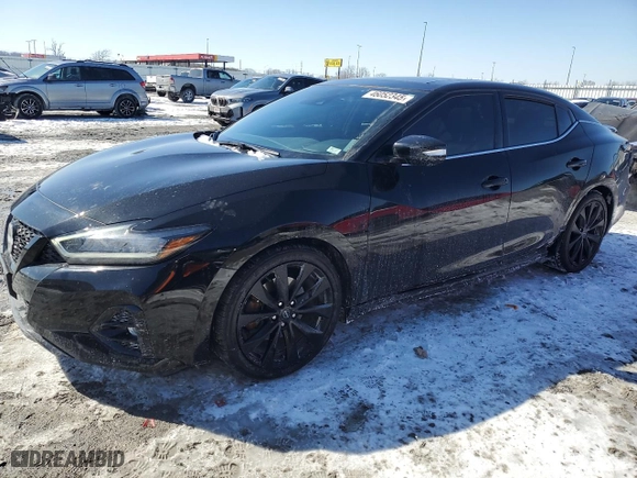 2023 Nissan Maxima SR with VIN 1N4AA6EV1PC505472, listed as a Copart auction lot 46052345 with 19,117 mi miles and Salvage Title. Bid and sale history available at carsss.com. Image 1.