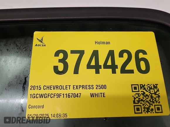 2015 Chevrolet Express Cargo with VIN 1GCWGFCF9F1167047, listed as a IAAI auction lot 42666478 with 169,647 mi miles and . Bid and sale history available at DreamBid. Image 5.