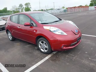 2012 Nissan LEAF SL with VIN JN1AZ0CP5CT022293, listed as a IAAI auction lot 42074728 with 56,761 mi miles. Bid and sale history available at carsss.com. Image 1.