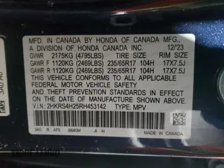 2024 Honda CR-V LX with VIN 2HKRS4H25RH453142, listed as a Copart auction lot 86072404 with 11,670 mi miles and Salvage Title. Bid and sale history available at DreamBid. Image 13.