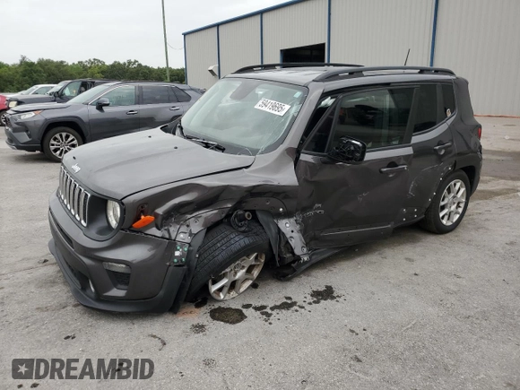 2019 Jeep Renegade Latitude z VIN ZACNJABB7KPJ73628, wystawiony jako Copart lot #59419695 z przebiegiem 61 126 mil mil oraz Szkoda całkowita • Salvage title. Historia ofert i sprzedaży dostępna na DreamBid. Obrazek 1.