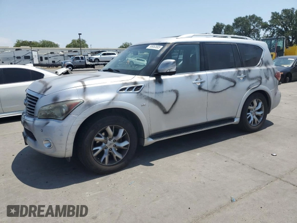 2014 Infiniti QX80 with VIN JN8AZ2NC3E9351193, listed as a Copart auction lot 58953585 with 182,686 mi miles and Salvage title. Bid and sale history available at DreamBid. Image 1.