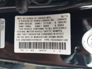 2015 Honda Civic Si with VIN 2HGFG4A51FH706570, listed as a IAAI auction lot 42171465 with 75,510 mi miles and . Bid and sale history available at DreamBid. Image 9.