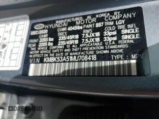 2021 Hyundai Kona Ultimate with VIN KM8K53A51MU708418, listed as a Copart auction lot 45710145 with 62,431 mi miles and Salvage Title. Bid and sale history available at carsss.com. Image 14.
