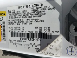 2017 Ford Fusion Energi SE with VIN 3FA6P0PU3HR242135, listed as a Copart auction lot 46466575 with NaN miles and Salvage Title. Bid and sale history available at carsss.com. Image 13.