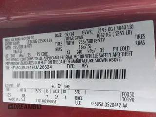 2015 Ford Escape Titanium with VIN 1FMCU9J91FUA26624, listed as a IAAI auction lot 40854175 with 132,313 mi miles. Bid and sale history available at carsss.com. Image 9.