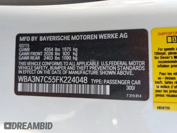 2015 BMW 4 Series 428i z VIN WBA3N7C55FK224048, wystawiony jako Copart lot #43494415 z przebiegiem 39 934 mil mil oraz Szkoda całkowita • Salvage title. Historia ofert i sprzedaży dostępna na DreamBid. Obrazek 14.