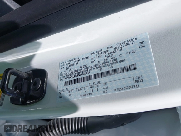 2024 Ford F-150 Lightning XLT с VIN 1FTVW3LK6RWG26665, выставлен на аукционе IAAI как лот 42337628 с пробегом 2 936 миль миль и . История ставок и продаж доступна на DreamBid. Изображение 9.