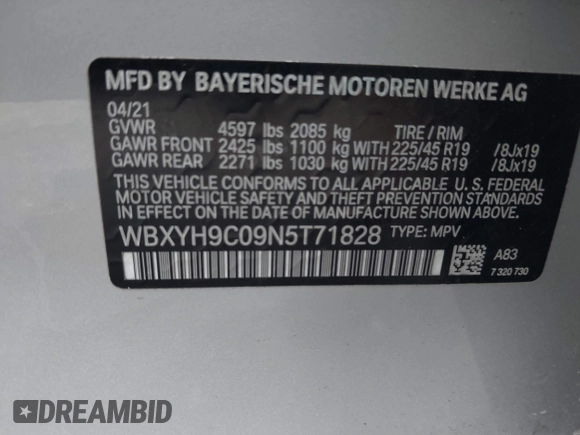 2022 BMW X2 sDrive28i z VIN WBXYH9C09N5T71828, wystawiony jako IAAI lot #40536245 z przebiegiem 36 012 mil mil oraz . Historia ofert i sprzedaży dostępna na DreamBid. Obrazek 9.