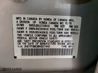 2006 Honda Pilot EX-L with RES with VIN 2HKYF18636H507440, listed as a Copart auction lot 47067815 with 0 mi miles and Salvage Title. Bid and sale history available at carsss.com. Image 13.