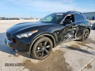 2017 Infiniti QX70 z VIN JN8CS1MU1HM141128, wystawiony jako Copart lot #62790235 z przebiegiem 110 963 mil mil oraz Szkoda całkowita • Salvage title. Historia ofert i sprzedaży dostępna na DreamBid. Obrazek 1.