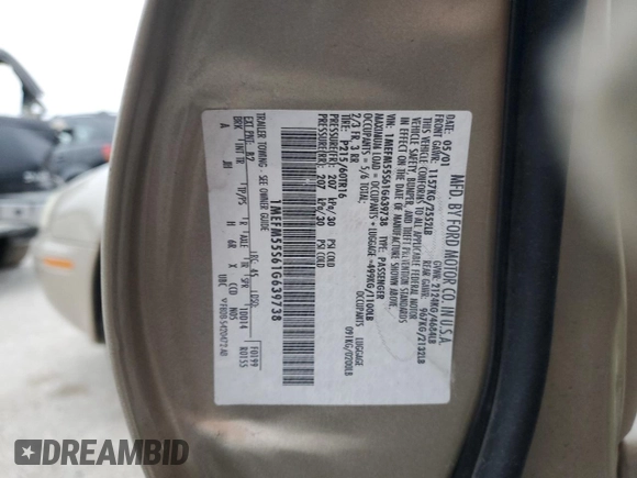 2001 Mercury Sable LS Premium with VIN 1MEFM55S61G639738, listed as a Copart auction lot 85276154 with 137,887 mi miles and Salvage Title. Bid and sale history available at DreamBid. Image 14.