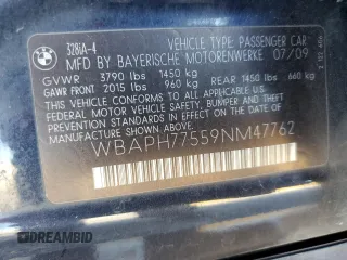 2009 BMW 3 Series 328i z VIN WBAPH77559NM47762, wystawiony jako Copart lot #85077774 z przebiegiem 215 502 mil mil oraz Szkoda całkowita • Salvage title. Historia ofert i sprzedaży dostępna na DreamBid. Obrazek 12.