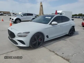 2022 Genesis G70 3.3T with VIN KMTG54TE7NU085709, listed as a Copart auction lot 75256984 with 26,468 mi miles and Clean Title. Bid and sale history available at carsss.com. Image 1.