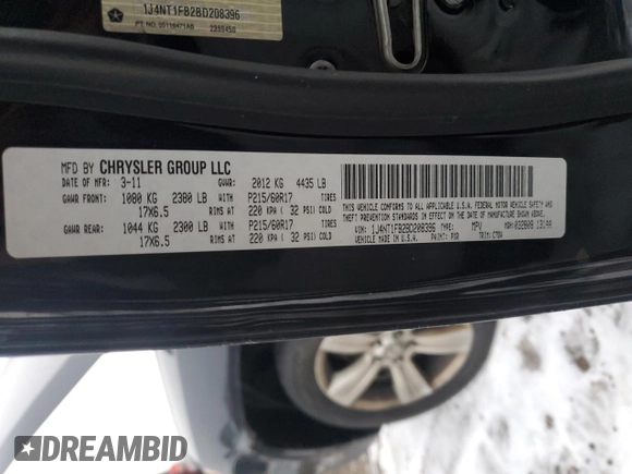 2011 Jeep Compass Latitude with VIN 1J4NT1FB2BD208396, listed as a Copart auction lot 85683924 with 132,603 mi miles and Salvage Title. Bid and sale history available at carsss.com. Image 12.