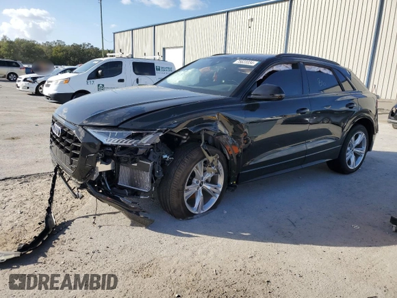 2023 Audi Q8 Premium with VIN WA1AVBF1XPD020187, listed as a Copart auction lot 75623334 with 8,308 mi miles and Salvage title. Bid and sale history available at DreamBid. Image 1.