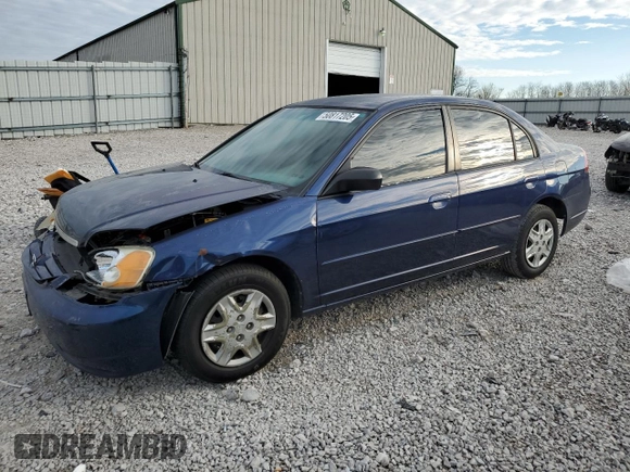 2003 Honda Civic LX with VIN 1HGES16553L023044, listed as a Copart auction lot 50817205 with 231,232 mi miles and Salvage Title. Bid and sale history available at DreamBid. Image 1.