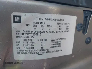 2003 Chevrolet Cavalier with VIN 1G1JC52F237268918, listed as a IAAI auction lot 41618423 with 205,864 mi miles and . Bid and sale history available at DreamBid. Image 9.