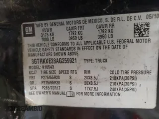 2010 GMC Sierra 1500 Denali z VIN 3GTRKXE28AG259921, wystawiony jako Copart lot #73592214 z przebiegiem 156 378 mil mil oraz Szkoda całkowita • Salvage title. Historia ofert i sprzedaży dostępna na DreamBid. Obrazek 14.