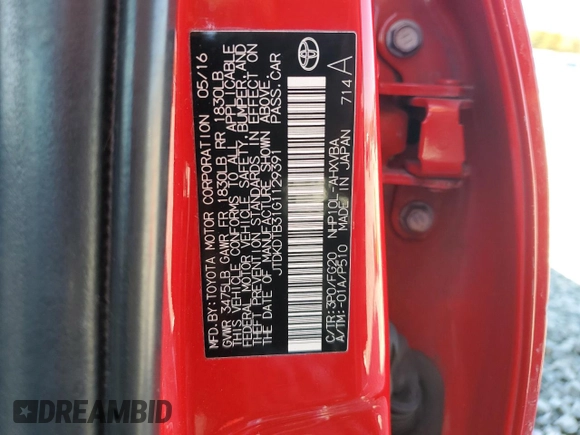 2016 Toyota Prius One z VIN JTDKDTB31G1129391, wystawiony jako Copart lot #46471415 z przebiegiem 104 649 mil mil oraz Szkoda całkowita • Salvage title. Historia ofert i sprzedaży dostępna na DreamBid. Obrazek 14.