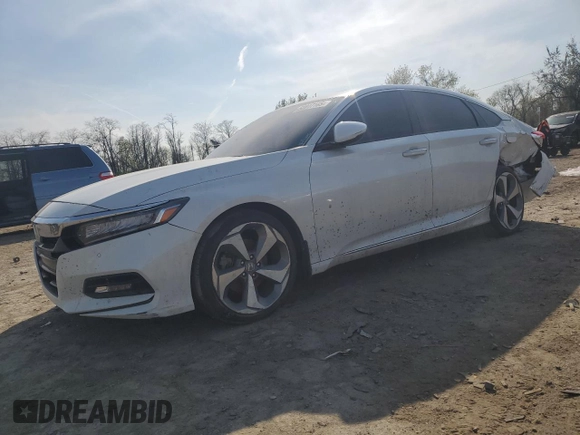 2018 Honda Accord Touring with VIN 1HGCV2F90JA014977, listed as a Copart auction lot 52817165 with 117,928 mi miles and Salvage title. Bid and sale history available at DreamBid. Image 1.