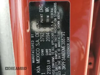 2021 Kia Forte GT-Line z VIN 3KPF34AD0ME388791, wystawiony jako Copart lot #46462945 z przebiegiem 56 346 mil mil oraz Szkoda całkowita • Salvage title. Historia ofert i sprzedaży dostępna na DreamBid. Obrazek 15.