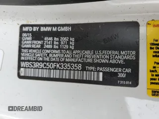 2015 BMW M4 with VIN WBS3R9C50FK335358, listed as a Copart auction lot 45099294 with 48,992 mi miles. Bid and sale history available at carsss.com. Image 12.