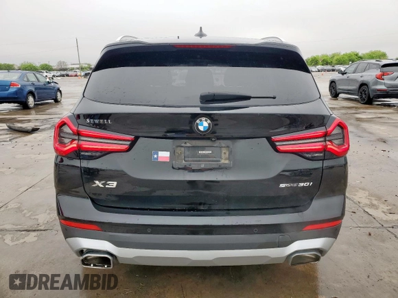 2022 BMW X3 sDrive30i with VIN 5UX43DP0XN9K72210, listed as a Copart auction lot 51233045 with 65,858 mi miles and Salvage Title. Bid and sale history available at DreamBid. Image 6.