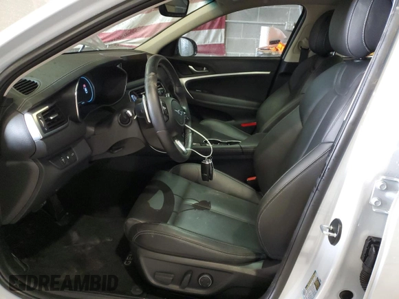 2022 Genesis G70 2.0T with VIN KMTG34TA2NU092828, listed as a Copart auction lot 47296105 with 15,737 mi miles and Salvage title. Bid and sale history available at DreamBid. Image 7.