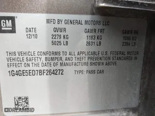 2011 Buick LaCrosse CXS with VIN 1G4GE5ED7BF264272, listed as a IAAI auction lot 42044031 with 151,661 mi miles. Bid and sale history available at carsss.com. Image 9.