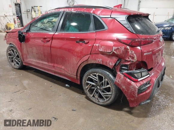 2022 Hyundai Kona N Line with VIN KM8K3CA39NU771109, listed as a IAAI auction lot 41509985 with 21,231 mi miles. Bid and sale history available at carsss.com. Image 3.