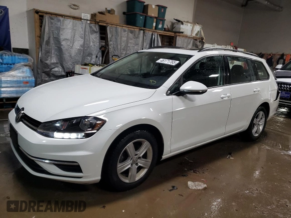 2018 Volkswagen Golf SportWagen S with VIN 3VWD17AU4JM761649, listed as a Copart auction lot 46171765 with 38,628 mi miles and Salvage Title. Bid and sale history available at carsss.com. Image 1.