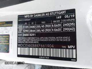 2019 Mercedes-Benz GLC with VIN WDC0J4KB8KF661904, listed as a IAAI auction lot 41750888 with 52,707 mi miles. Bid and sale history available at carsss.com. Image 9.