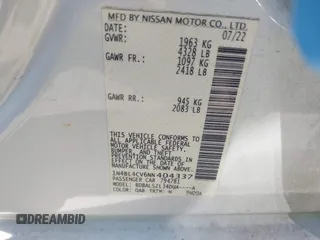 2022 Nissan Altima SR with VIN 1N4BL4CV6NN404337, listed as a IAAI auction lot 41856649 with 52,903 mi miles and . Bid and sale history available at DreamBid. Image 9.