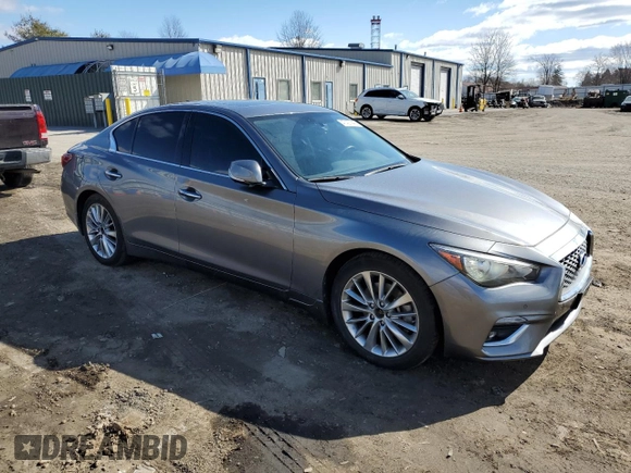 2021 Infiniti Q50 Luxe with VIN JN1EV7BR9MM750400, listed as a Copart auction lot 47427445 with 49,273 mi miles and Salvage Title. Bid and sale history available at carsss.com. Image 4.