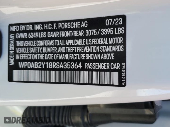 2024 Porsche Taycan 4S with VIN WP0AB2Y18RSA35364, listed as a Copart auction lot 73881604 with 1,538 mi miles and Non repairable. Bid and sale history available at DreamBid. Image 13.