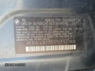 2007 BMW 3 Series 335i with VIN WBAVB73517VF50188, listed as a Copart auction lot 50447765 with 197,112 mi miles and Clean Title. Bid and sale history available at carsss.com. Image 12.