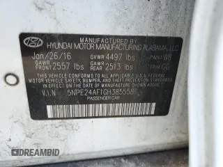 2016 Hyundai Sonata SE z VIN 5NPE24AF1GH385558, wystawiony jako Copart lot #57356665 z przebiegiem 98 991 mil mil oraz Czysty tytuł • Clean title. Historia ofert i sprzedaży dostępna na DreamBid. Obrazek 12.