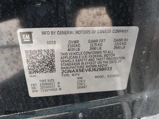 2018 Chevrolet Equinox LT with VIN 2GNAXSEV8J6288933, listed as a IAAI auction lot 41997182 with 184,511 mi miles. Bid and sale history available at carsss.com. Image 9.