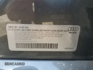 2013 Audi S8 with VIN WAUD2AFD4DN007731, listed as a Copart auction lot 52052315 with 118,582 mi miles and Clean Title. Bid and sale history available at carsss.com. Image 12.