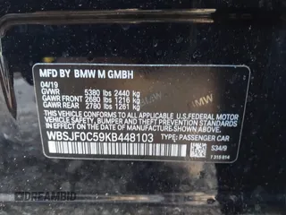 2019 BMW M5 Competition z VIN WBSJF0C59KB448103, wystawiony jako IAAI lot #41962677 z przebiegiem 42 455 mil mil oraz . Historia ofert i sprzedaży dostępna na DreamBid. Obrazek 9.
