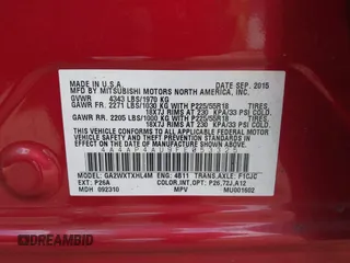 2015 Mitsubishi Outlander SE with VIN 4A4AP4AU9FE053325, listed as a IAAI auction lot 42121018 with 59,166 mi miles and . Bid and sale history available at DreamBid. Image 9.
