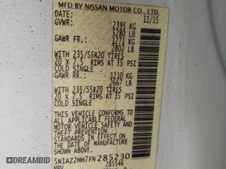 2015 Nissan Murano SL with VIN 5N1AZ2MH7FN285230, listed as a Copart auction lot 49115125 with 108,611 mi miles and Salvage Title. Bid and sale history available at carsss.com. Image 13.