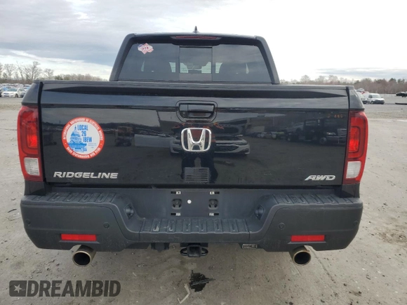 2021 Honda Ridgeline RTL-E with VIN 5FPYK3F74MB027672, listed as a Copart auction lot 49490035 with 80,647 mi miles and Salvage title. Bid and sale history available at DreamBid. Image 6.