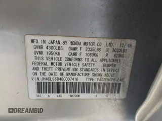 2006 Acura TSX с VIN JH4CL96846C007416, выставлен на аукционе IAAI как лот 42566642 с пробегом 325 361 миль миль и . История ставок и продаж доступна на DreamBid. Изображение 9.