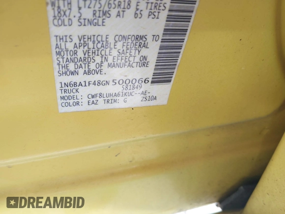 2016 Nissan Titan SL z VIN 1N6BA1F48GN500066, wystawiony jako IAAI lot #41857911 z przebiegiem 133 303 mil mil oraz . Historia ofert i sprzedaży dostępna na DreamBid. Obrazek 9.