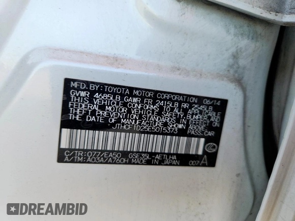 2014 Lexus IS 250 z VIN JTHCF1D25E5015373, wystawiony jako Copart lot #63632175 z przebiegiem 129 137 mil mil oraz Szkoda całkowita • Salvage title. Historia ofert i sprzedaży dostępna na DreamBid. Obrazek 13.