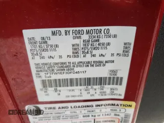 2013 Ford F-150 XL with VIN 1FTFW1EF3DFD45117, listed as a Copart auction lot 49135555 with 81,983 mi miles and Salvage Title. Bid and sale history available at carsss.com. Image 12.
